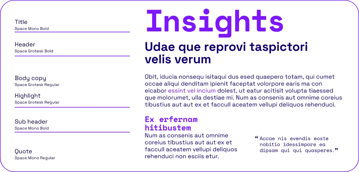 Example of the typographic hierarchy.